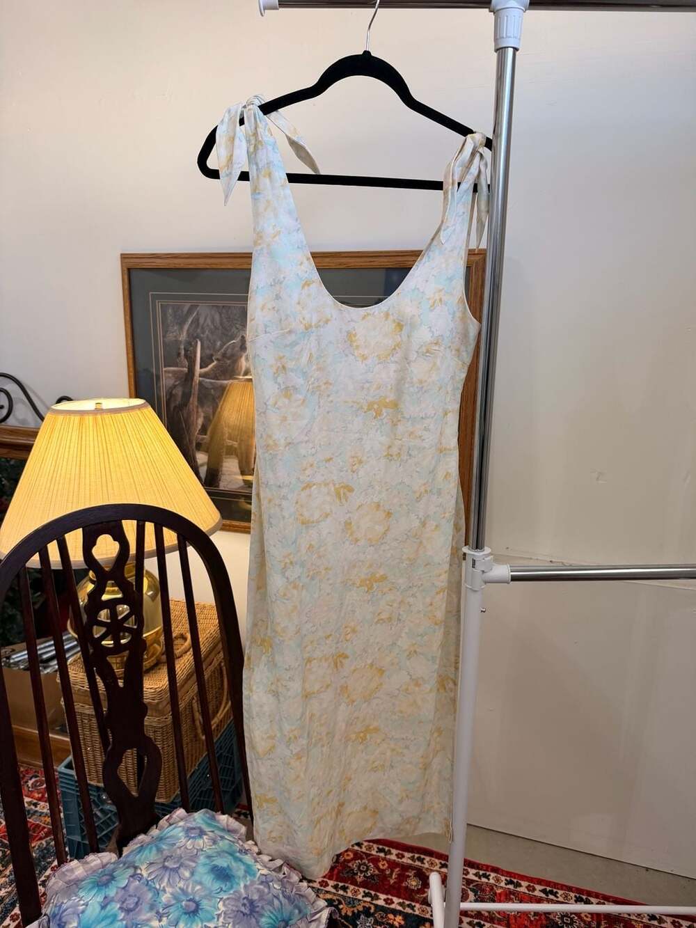 Revolve Anna Nata Kaitlyn Blue Glass Sleeveless Summer Midi Dress Romantic Strap